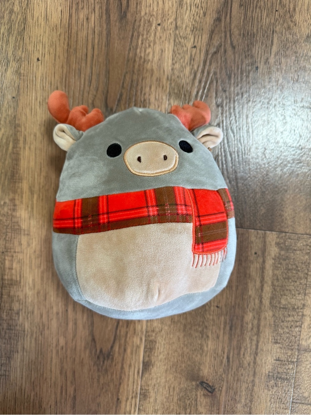 Kellytoy Squishmallows Gray Moose Plush w/ Red Plaid Scarf Washable